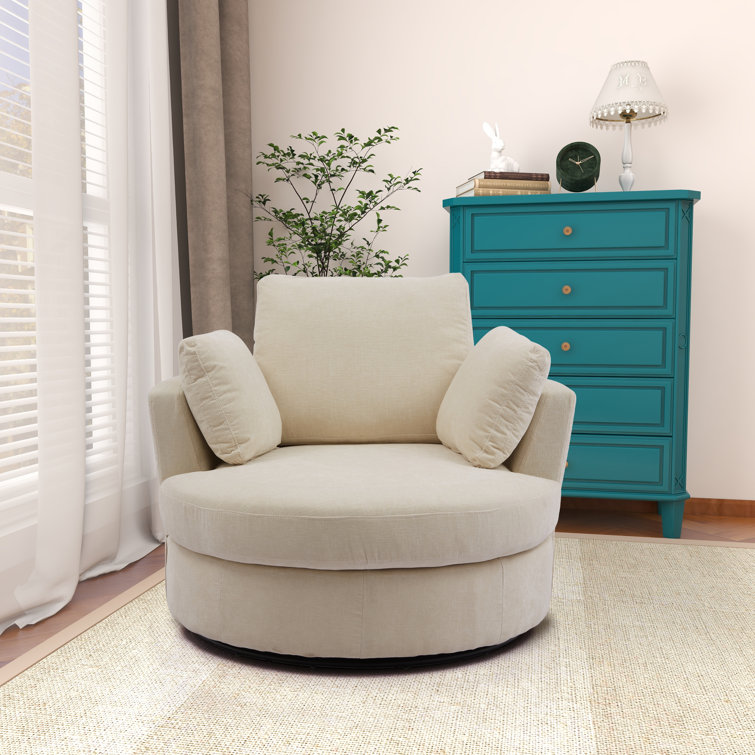 Elegant round discount swivel barrel chair